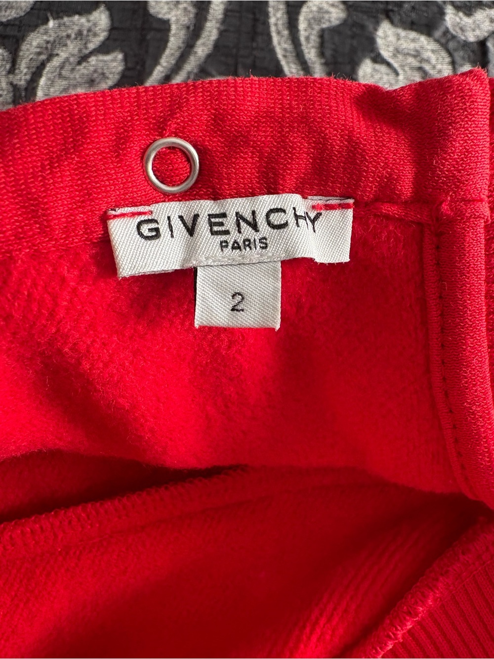 Givenchy Red Ruffle Logo Drawstring Sweatshirt Dress - Picture 2 of 2